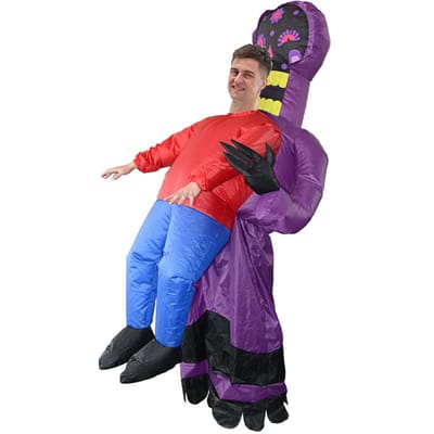 Costume gonflable de fleur de carnaval fantôme tenant une personne, adulte 150-190cm violet