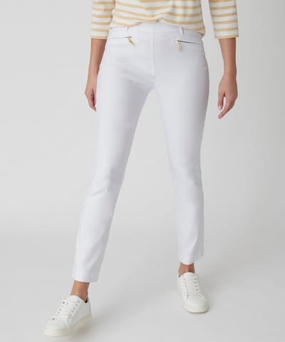 Damart - 7/8-broek van stretch linnen - Dames - Wit - 36