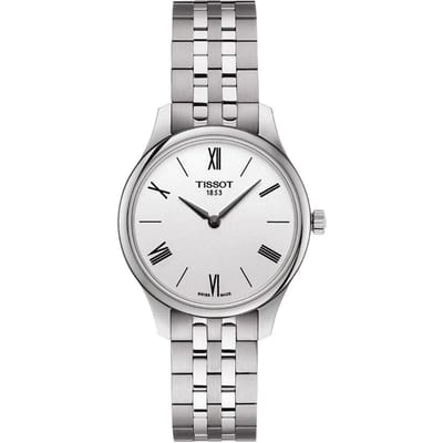 Montre Tissot Série Élégance Mouvement Quartz Étanche 30M Boîtier Acier Inoxydable Bracelet Acier Inoxydable Cadran Blanc 31mm T063.209.11.038.00 Regular Watch Box,Silver Strap white