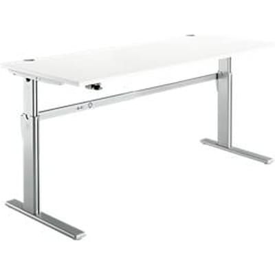 Standaard bureau, elektrisch in hoogte verstelbaar, rechthoekig, C-poot, B 1800 x D 800 x H 725-1185 mm, wit/blank aluminium RAL 9006