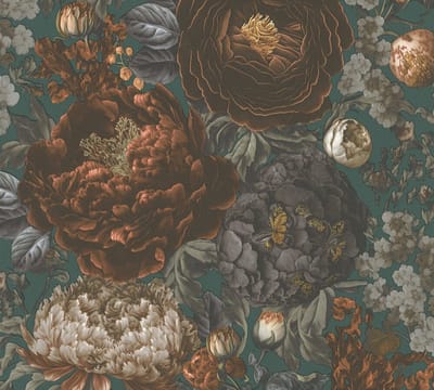 WEELDERIGE BLOEMEN BEHANG | Vintage - Groen Grijs Oranje - Living Walls Michalsky 5