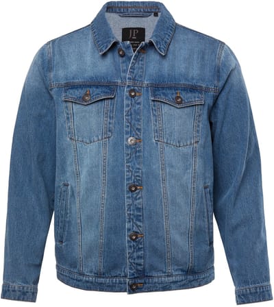 JP 1880 - Heren - Denim jack borstzakken knoopsluiting - Mat jeansblauw - Maat 4XL