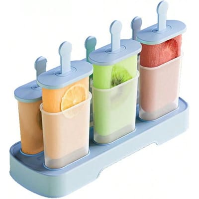 IJslollyvormen Set 6 Stuks IJslolly Maker-, Makkelijk Los te Maken IJslolly Vormen, Zelfgemaakte IJsvormen blauw