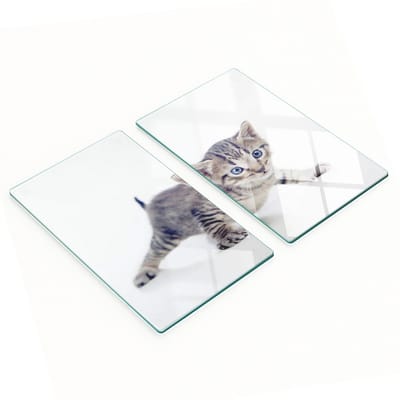 Multifunctionele decoratieve glazen keukenplanken met kleine kat, 2x30x52 cm