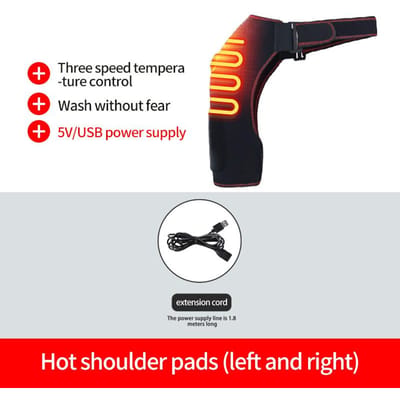 Masseur d'épaules chauffant électrique 3 modes Minuterie Contrôle de la température Soulagement de l'épaule gelée Réparation musculaire Cadeau de Noël UK-Plug black