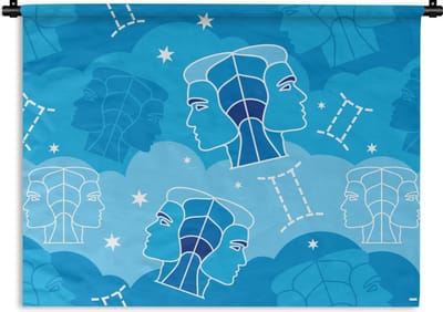Wandkleed - Wanddoek - Zodiac - Tweeling - Design - 60x45 cm - Wandtapijt