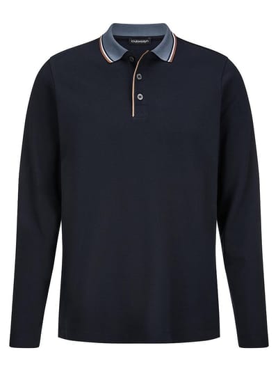 Poloshirt lange mouwen Van Louis Sayn blauw