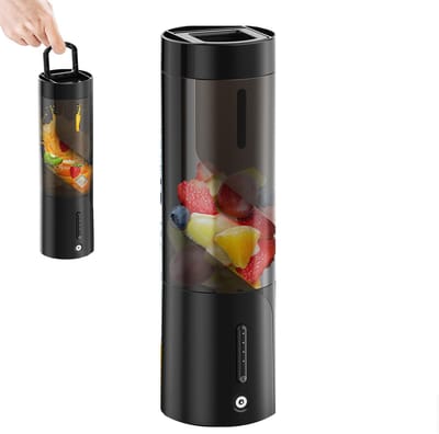 Draagbare Blender - Blender - Mini Blender - Blender to go - Mini Juicer - Smoothie Maker - 450ml - Voor milkshakes en smoothies, mini blender met 6 messen, mini blender, magnetische oplader - Zwart