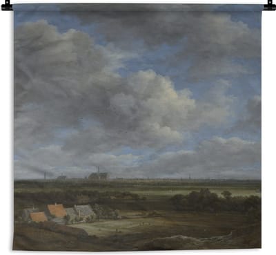 Wandkleed Jacob van Ruisdael - Gezicht op Haarlem met bleekvelden - Schilderij van Jacob van Ruisdael Wandkleed katoen 90x120 cm - Wandtapijt met foto