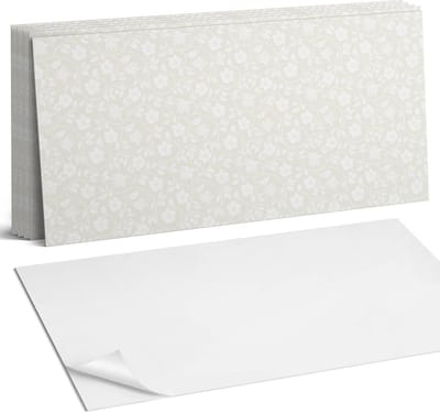 Coloray Plaktegels - Bloemenpatroon op de achtergrond Wandtegel Zelfklevend - 60 cm x 30 cm - Romig Plaktegels - 6 stuks - Rechthoek PVC Tegels - Plaktegels Keuken - Zelfklevende Vloertegels Badkamer - Vinyl Tegels - Zelfklevende Wandtegels