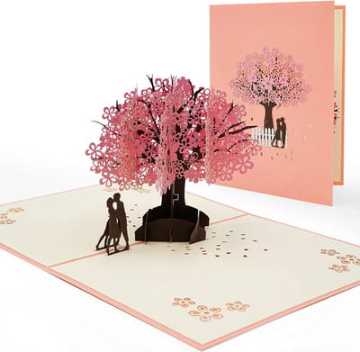 3D Pop-up Kaart - Handgemaakte Bloem - Liefdesboodschap Versturen - Romantisch Kersenbloesem Design - 20 x 15 cm