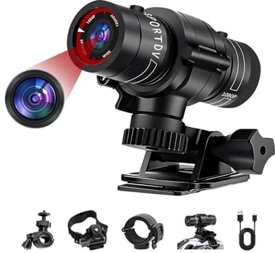 Actiecamera 1080p HD met 120° Groothoek - Waterdichte Fietscamera en Helmcamera voor Outdoor Activiteiten