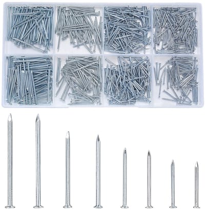 720-Delig Nagelset aan de Muur, Platte Kopspijkers, Foto Ophangen Spijkers, Wandnagels, Hardware Spijker Assortimentset voor Fotolijsten, Houtbewerking, Spiegellijsten Spijkers