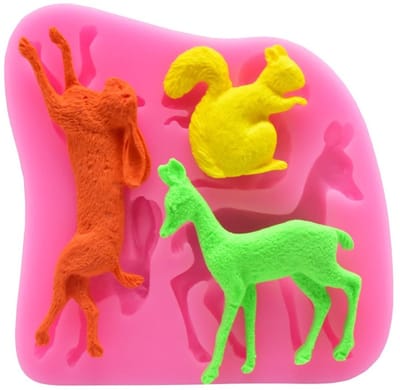 Allecto - Cakevorm Siliconen - Dierensjablonen - Antiaanbaklaag - Roze - DIY Bakvormen - Voor Fondant en Chocolade - 10 x 9 x 1 cm