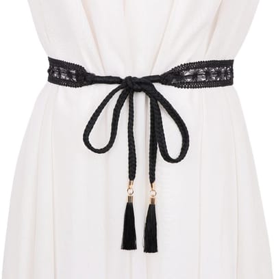 Dailygoods - CHENGZI Taille Touw Tailleband Versierde Rok Riem Shirt Accessoires Dunne Taille Ketting Mode Vrouwen Geweven Kwastje Knoop