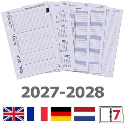 Kalpa 6206-27-28 210 x 144 mm A5 Agenda-invoegingen 1 Week per 2 Paginas EN DE FR NL 2027 2028