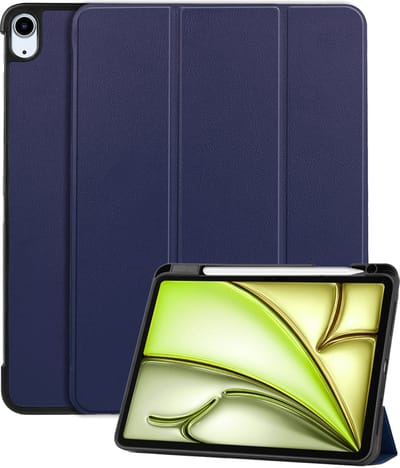 Hoes - Geschikt voor Apple iPad Air (2024/2025/2026) - 11 inch - Dun & Stevig - Trifold Bookcase - Hard Cover Case - Met Uitsparing Geschikt voor Apple Pencil - Hardcover Book - Tablet Hoesje - Donkerblauw