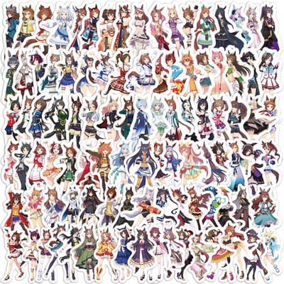 1050 100 Stuks Spel Umamusume: Leuke Derby Grappige Meme Sticker Cartoon Schattige Doodle Waterdichte Sticker Speelgoed Cadeau Voor Etui gray