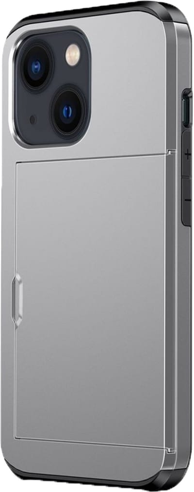 Hoesje geschikt voor iPhone 16e - Backcover - Hardcase - Pasjeshouder - Portemonnee - Shockproof - TPU - Grijs
