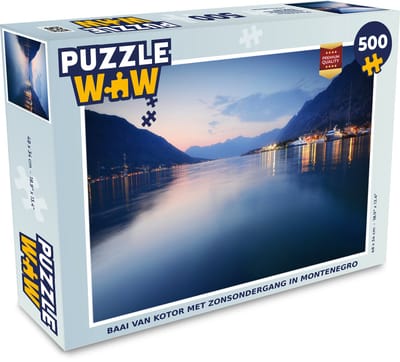 Puzzel Baai van Kotor met zonsondergang in Montenegro - Legpuzzel - Puzzel 500 stukjes