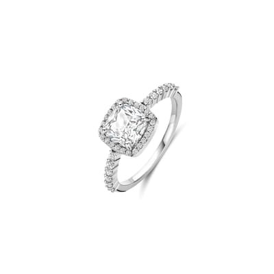 TI SENTO Dames Ring - 925 zilver - Zirconia wit - Maat 17.75 mm / maat 56 - 12389ZI