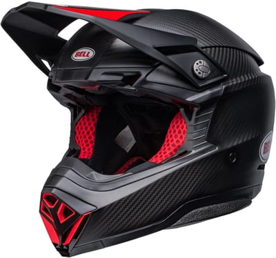 Bell Moto-10 Spherical Solid Satin Gloss Zwart Rood Full Offroad Helm - Helm