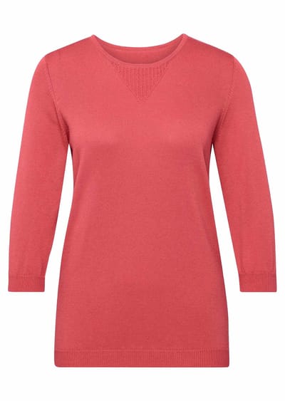 Zomerse, tricot pullover met ajourpatroon - koraalrood - Gr. 48 van Goldner Fashion