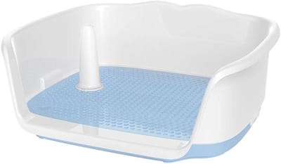 Hondentoilet - Hondenpotje Zindelijkheid - Binnen Zindelijk Trainen - Hoge Beschermingsrand - 53 x 47 x 20 cm - Blauw Wit