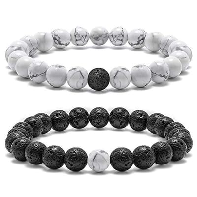 Kralen Armband Natuursteen voor Heren en Dames Set van 2 Armbandjes