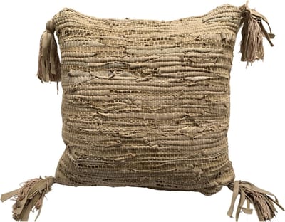 Rocaflor - Kussen - Beige - Leer - Gerecycled - 45x45cm
