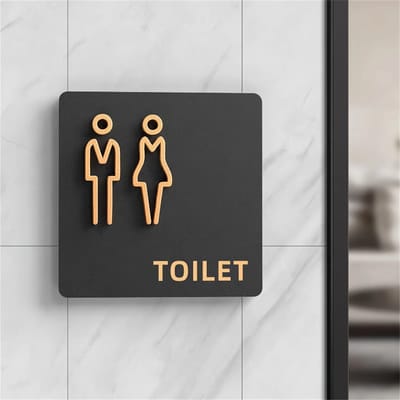 Luxe 3D Toiletbord Haaks Hangend - Heren, Dames & Rolstoel - Zwart WC Bordje - Driedimensionaal - Universele Deuraanduiding