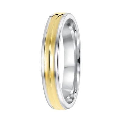 Lucardi Heren Vriendschapsring San Sebastian - Ring - Vaderdag Cadeautje - Echt Zilver - Zilver en Goudkleurig