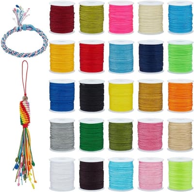 26 Kleuren 0.8mm Nylon Chinese Knoopdraad voor Beading, Shamballa en Macramé - 260m Totaal