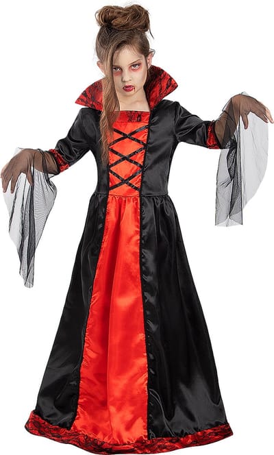 FUNIDELIA Vampier Kostuum voor meisjes - Maat: 107 - 113 cm - Zwart