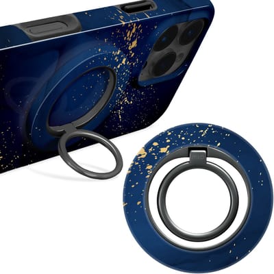 MIO by Mobilize Ring Holder - Universele MagSafe Ring Houder - Vinger Houder - MagSafe Standaard - 360° Draaibaar - Smartphone Grip - Met Plakbare MagSafe Ring - Midnight Sparkle