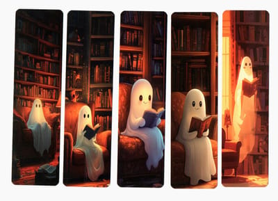 Viwado® - Set van 5 Premium Papieren Bladwijzers - Mysterieuze Bibliotheek Spoken - Decoratieve Leeshulp voor Boekenwurmen