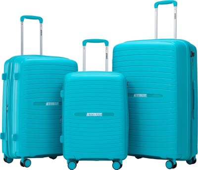 BlockTravel Palma - PP - 3 delig - kofferset met wielen - S - M - L - vergrootbaar - met inbouw TSA cijferslot – blauw