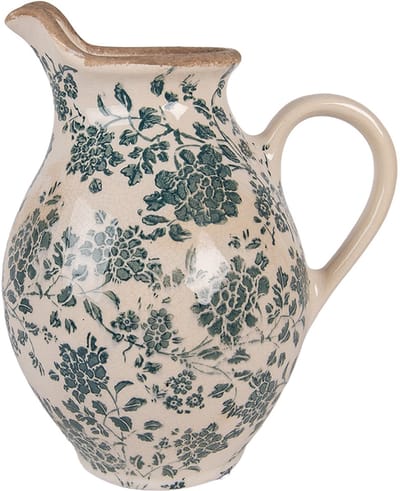 Clayre & Eef Decoratie Kan 21x16x24 cm Beige Keramiek Bloemen