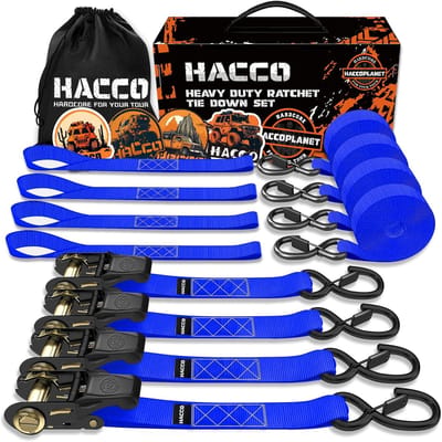 Spanbanden met ratel - Sjorbanden - Vastzetten lading - Hoge breeksterkte - 4 stuks 4.8m - Blauw
