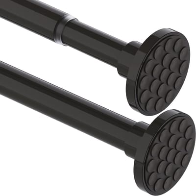 Famanu - Douchestang zonder boren 85-220 cm zwart, verstelbare gordijnroede Ø32 mm, roestvrij en antislip