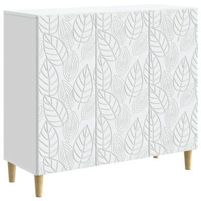 vidaXL - Dressoir - Wit - 89 - x - 34,5 - x - 80 - cm - Bewerkt - hout