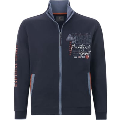 Jan Vanderstorm herren Sweatvest - 56/58 - donkerblauw - Plus Size