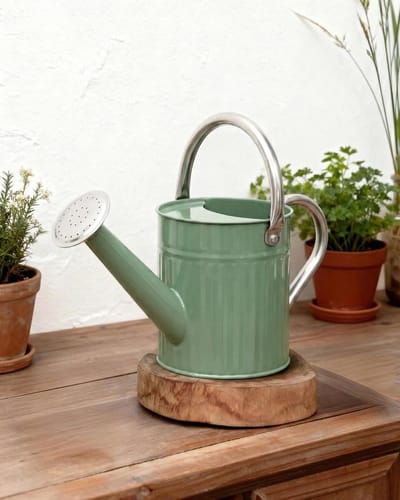 Thijox - Metalen Gieter voor Indoor en Outdoor Planten - 1/2 Gallon (1,9L) - Roestvrij Staal - Romig Groen - Verwijderbare Tuit - Perfect voor Tuin, K