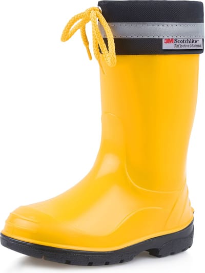 Ladeheid Kinder Regenlaarzen - Rubber - Hoog met Veters - PVC - Waterdicht – Geel Zwart – 20 - LA-LMG-972-Kim