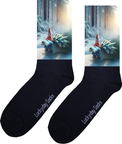 Kerstboom - Gnoom - Kerst cadeau - Grappige sokken - Leuke sokken heren en dames - Moederdag - Vaderdag - Cadeau voor hem en haar - Verjaardag cadeau - Kerst sokken - Kabouter - Vrolijke sokken - Valentijns cadeau - Socks maken Happy - Maat 37-44