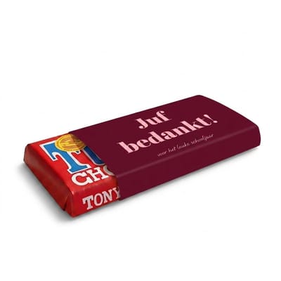 Tony Chocolade | Chocoladecadeaus | Bedankt | Cadeau | Bedankt Juf | Chocolade met tekst | Melk | Fotofabriek