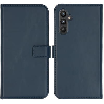 Selencia Hoesje - Geschikt voor Samsung Galaxy A34 (5G) - Echt Lederen Bookcase - Blauw