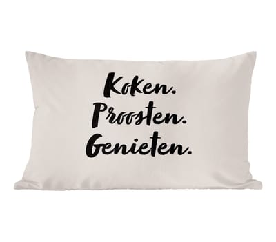 Sierkussens - Kussentjes Woonkamer - 60x40 cm - Koken. proosten. genieten. - Quote - Taupe