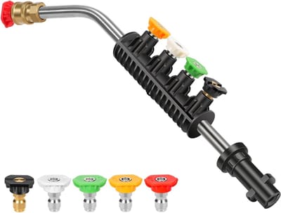 Verlengstuk voor Hogedrukreiniger met 5 Vervangbare Spuitmonden - Ideaal voor Auto, Tuin en Terras Reiniging