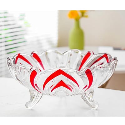 Glazen fruitschaal in Europese stijl, saladeschaal, snoepschaal, schaal voor gedroogd fruit, huishoudelijke koffietafel, woonkamer snackcontainer 22X10cm red